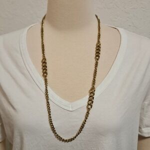 Ann Taylor Gold Tone Chain Necklace Long Minimalist Statement Jewelry NWT